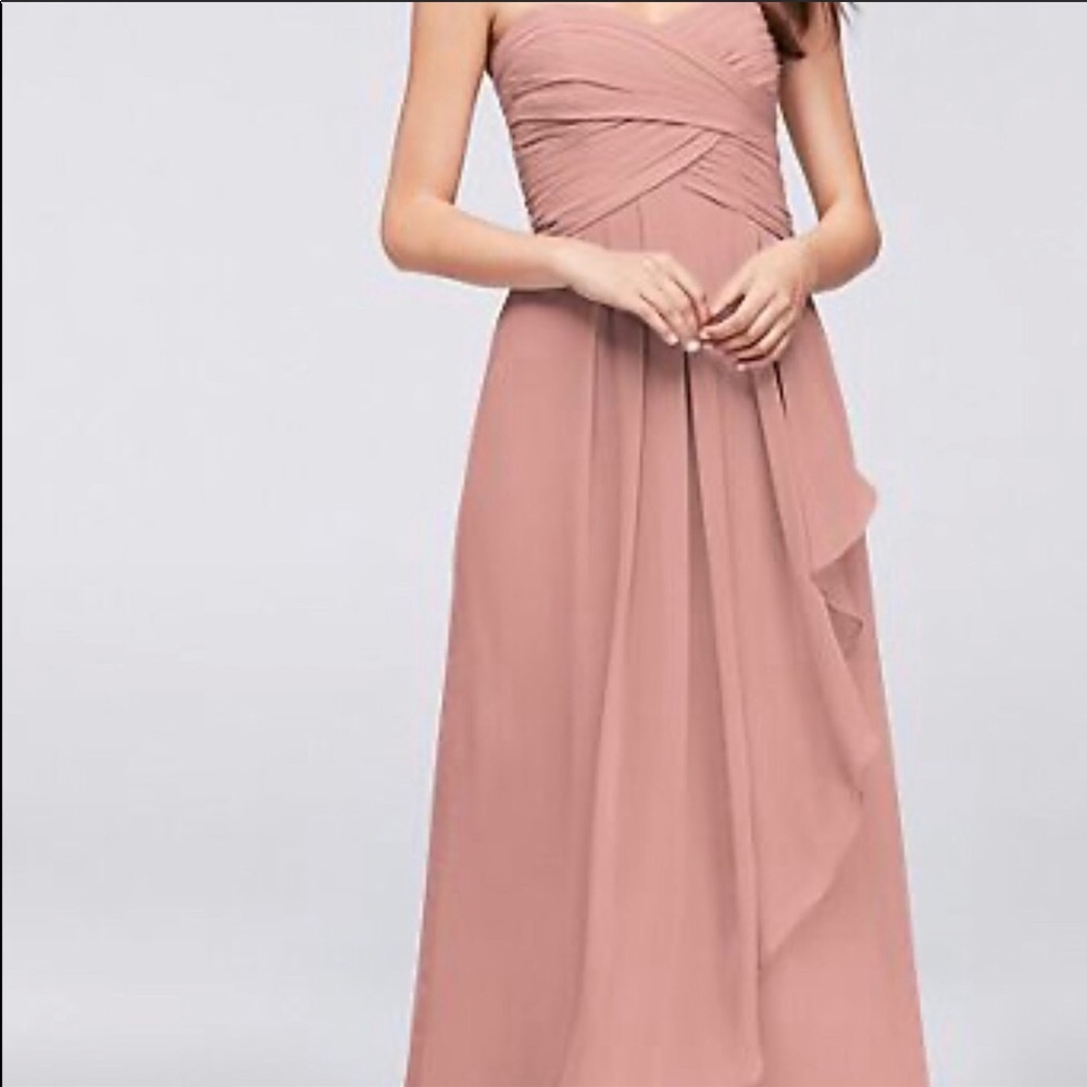 David’s Bridal Ballet Strapless Chiffon Dress Long